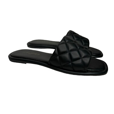 J/Slides Yoel Sandal Black Leather Quilted