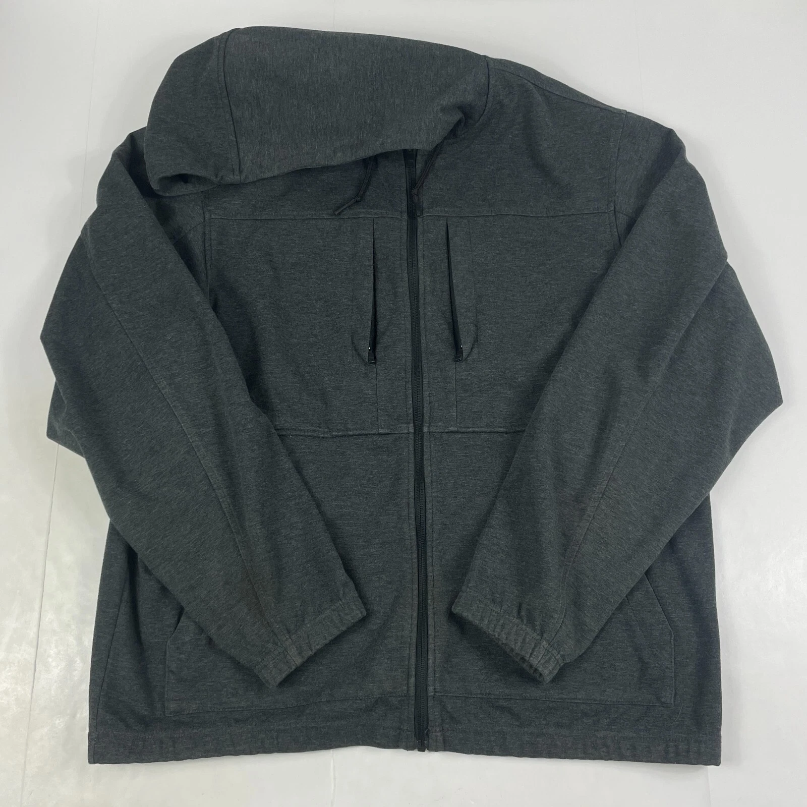 Duluth Jacket Mens Large Gray Hooded Full Zip Long Sleeve Hiking Ski Outdoors