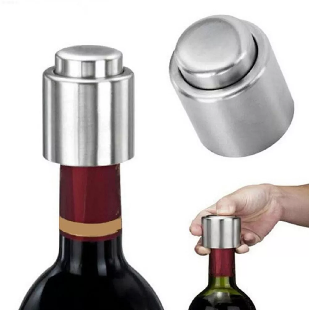 Wine Bottle Stopper Plug with Vacuum Seal–Preserve Freshness Airless Sealer  Top