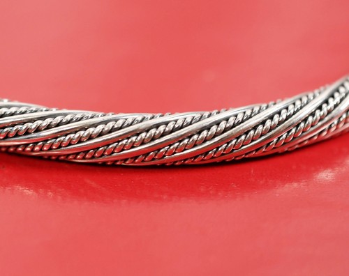 $475 SCOTT KAY 40g Ø7mm 2.5" 64mm Sterling Silver Twisted Rope Cuff Men Women - Picture 4 of 12