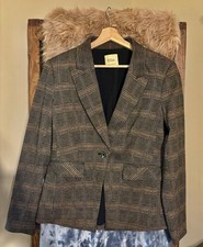 Elie Tahari Women's Blazer Jacket Size 10 Brown/Black glen Plaid