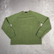 J Crew Sweater Mens Medium Green Lambswool Pullover Lightweight Fisherman