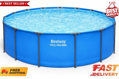 #ad Steel Pro MAX 15#x27; x 48quot; Round Above Ground Swimming Pool for Backyard Blue Pool $420.89