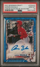 2021 Bowman Draft Chrome Aaron Zavala Blue Wave Refractor Auto /150 - PSA 10