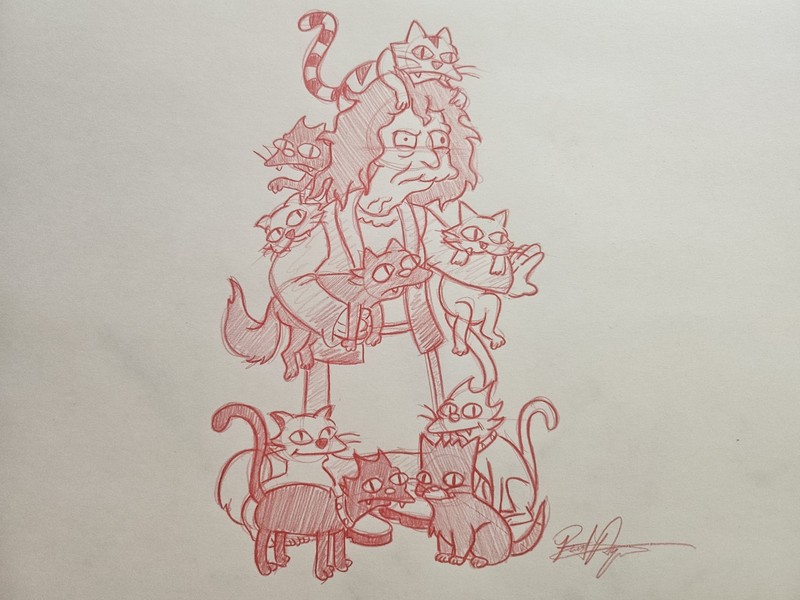 Simpsons Disney/Fox Crazy Cat Lady Animation Drawing/Sketch Signed Art 