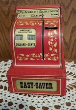 Vtg Tin Easy Saver Cash Register Bank