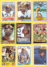 1980-1988 Topps NOLAN CROMWELL Los Angeles Rams 9 Card Lot Rookie RC Card