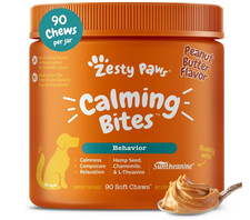 Suntheanine Enhanced Calming Chews for Dogs   90 Count Peanut Butter Treats