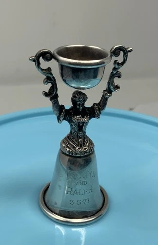 Figure Woman Wedding Marriage Wager Cup Sterling Silver Reed Barton Engraved 40g