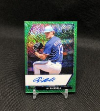 2026 Leaf Metal AJ Russell AUTO /3 GREEN SHIMMER SSP RC (1/3) JERSEY # MATCH 📈