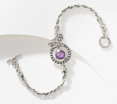 Handwerklich handgefertigtes Sterlingsilber Amethyst Schmetterling Armband Armband