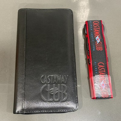 RARE Disney Cruise Line DCL Castaway Club Gift Set Passport Folio Luggage Strap
