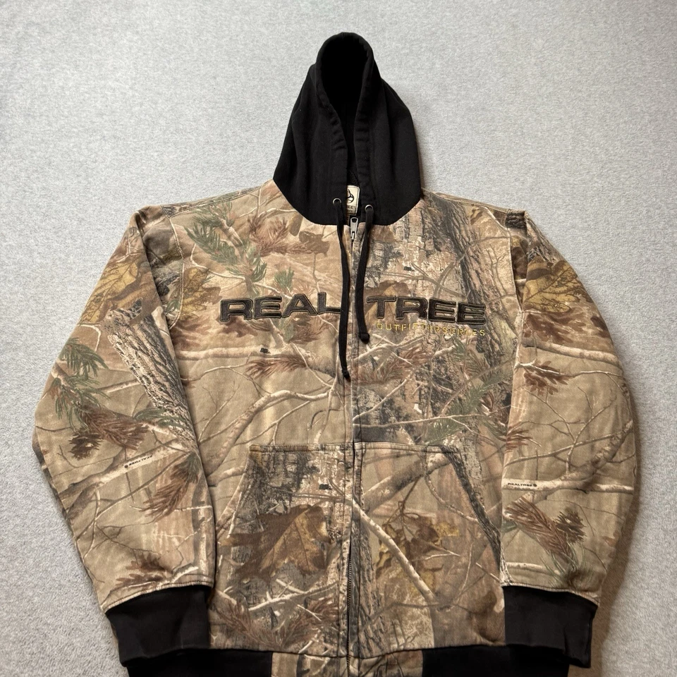 Realtree Jacket Mens Large Camouflage Hoodie Drawstring Fleece Hunting Outdoors - Image 3 of 4