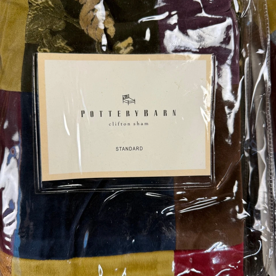 Pottery Barn Clifton Quilt Duvet Sham Bedskirt Set Full Queen Velvet Patchwork - Image 3 of 4