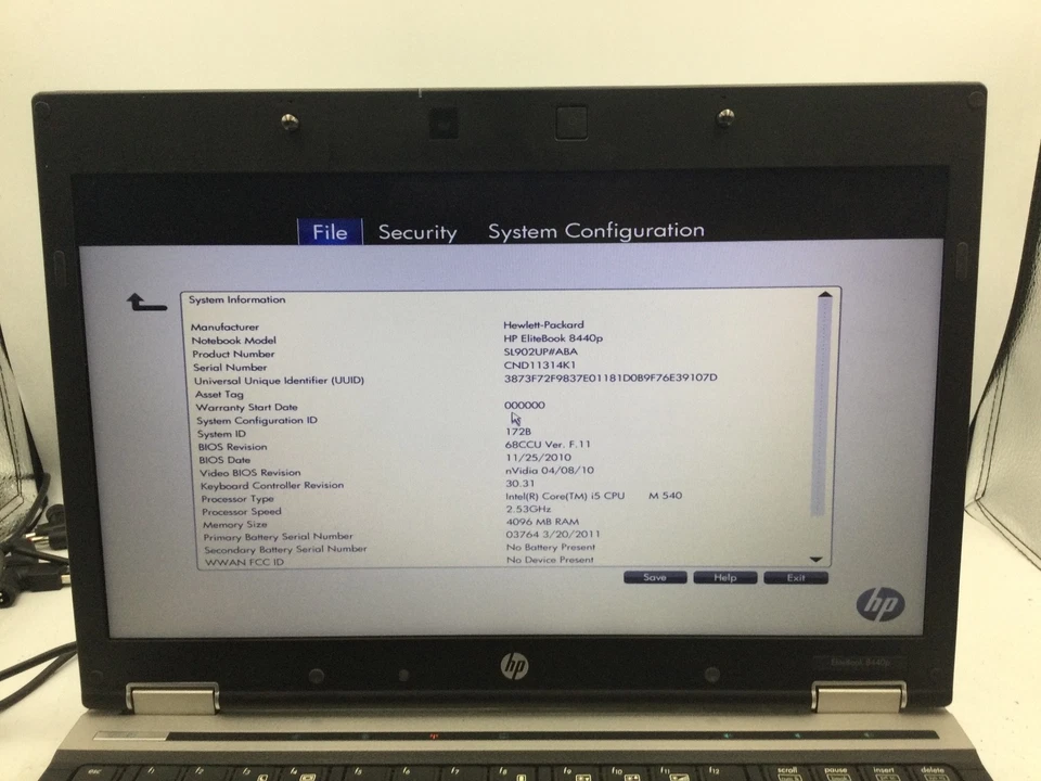 HP ELITEBOOK 8440P - BOTAS A LA BIOS - INTEL I5 M540 - 2GB RAM - LEER DESCRIPCIÓN-BB Foto 2 de 4