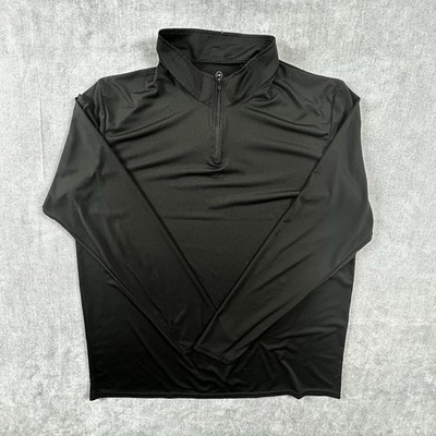 Real Essentials Shirt Mens Large Black 1/4 Zip Long Sleeve Lightweight Pullover