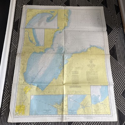 1973 Nautical Chart Lake Huron Fishing Map Pte Aux Barques Oscoda Saginaw Bay 52