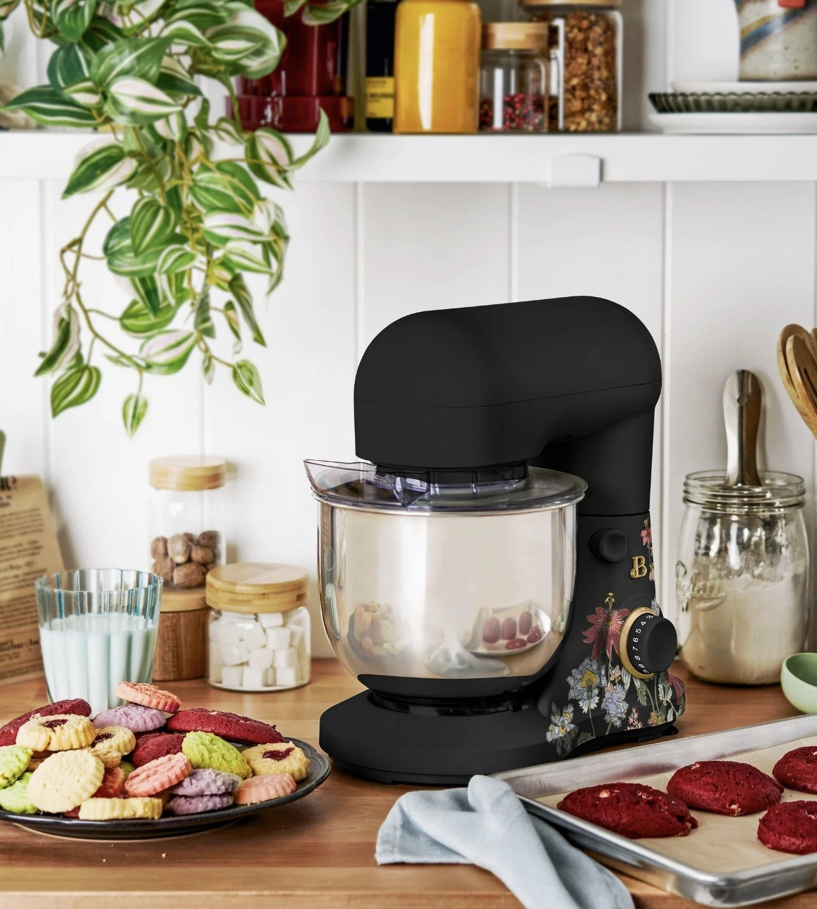 Beautiful 3.5 Qt Stand Mixer with Flat Beater, Dough Hook, Balloon Whisk, Wildfl