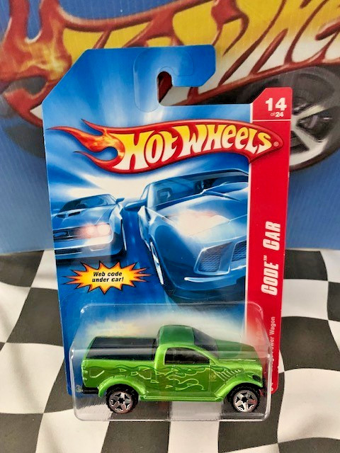 Hot Wheels 2007 Code Car 14/24 098 1999 Dodge Power Wagon Pickup GREEN OR5SP