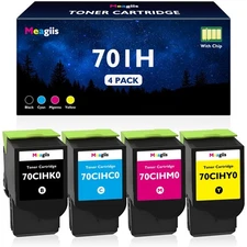 CS310 CS410 701H Toner Cartridge 4-Pack Replacement for Lexmark 701HK 701HC 7...