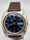 Vintage Seiko 7006-7007 Men's Automatic Day/Date Watch Blue Dial works