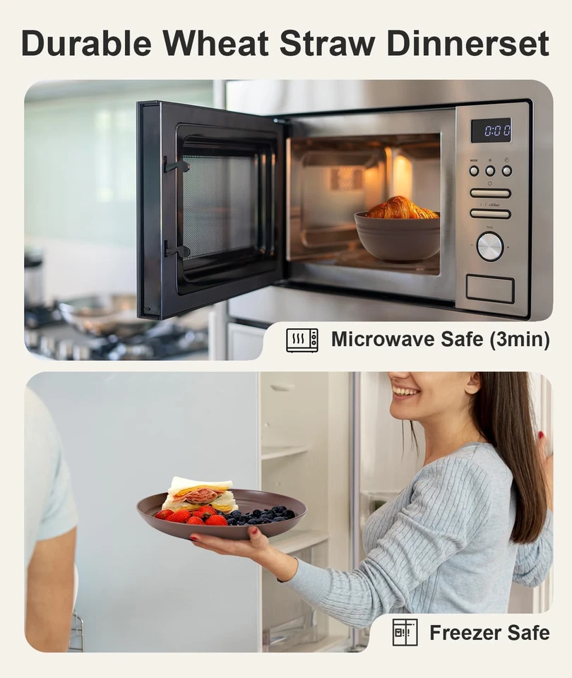 32 Piece Plates and Bowls Sets for 8, Unbreakable Dinnerware Sets, Plastic Di... - Image 4 of 4