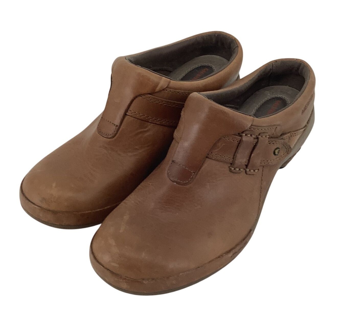 Merrell Luxe Plunge scarpe zoccoli mulo in pelle marrone da donna taglia 8 5