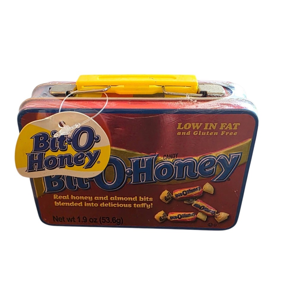 Bit-O-Honey Mini Tin Lunch Box Retro Candy Collectible Red Yellow New With Tag