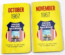 2 ~ Vintage Union Pacific Railroad 1967 Pocket Calendar Planners ~ Memo Books