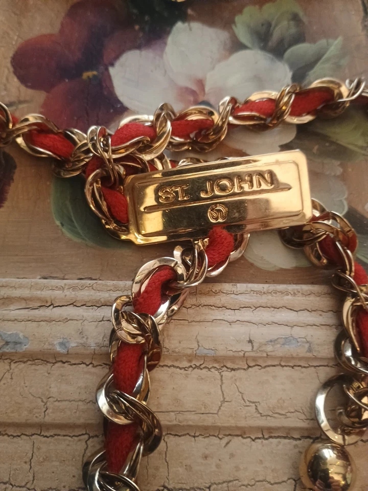 Cinturón De Colección St John Mujer Preppy Romántico Caprichoso Rojo Hecho en Italia Foto 4 de 4