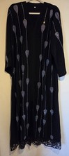 Women's Abaya Made In UAE Front Snap Closure Lace Trim Bottom Hem Crystal Detail