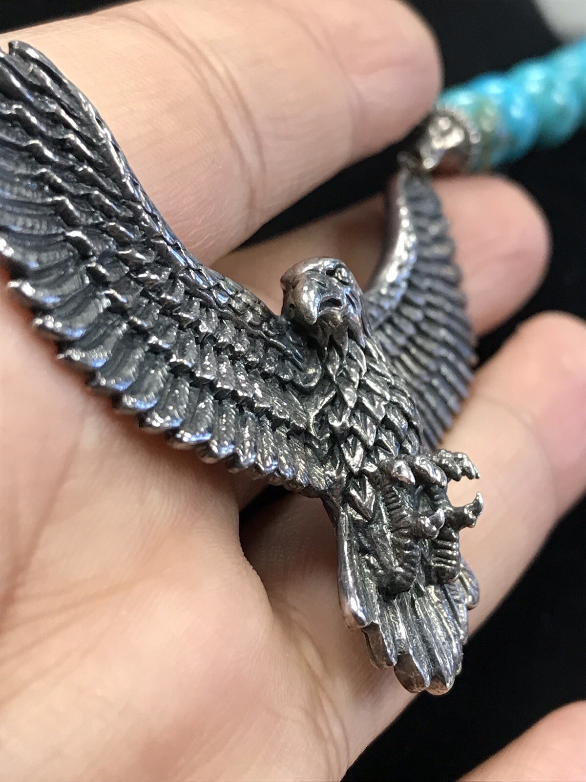 Turquoise Bead Chain 925 Solid American Eagle Ste… - image 3