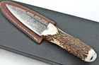 A Handmade Genuine Stag Horn Handle Damascus Steel Sgian Dubh Made in Sheffield