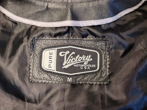 Women’s Black Leather Motorcycle vest Victory USA size: M Embroidered Front&Back - Picture 7 of 11