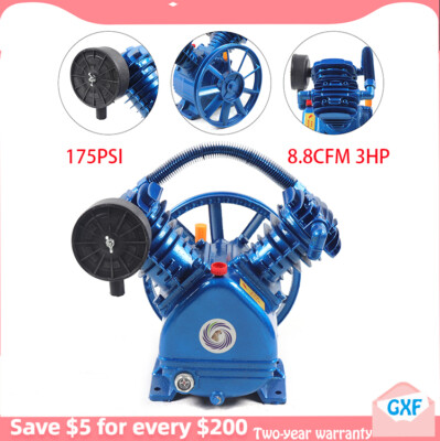 175psi V Style 2 Cylinder Air Compressor Pump Motor Head Double Stage Air Tool