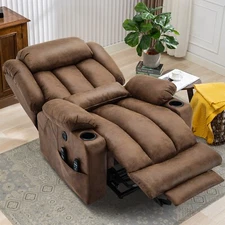 Dual Motor Lay Flat Power Lift Recliner Oversize Massage Heat Reclining Sofa