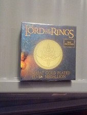 Image of Lord Of The Rings Limited Edition 24 Karen Gold Plated Elven Medallion New (A2)