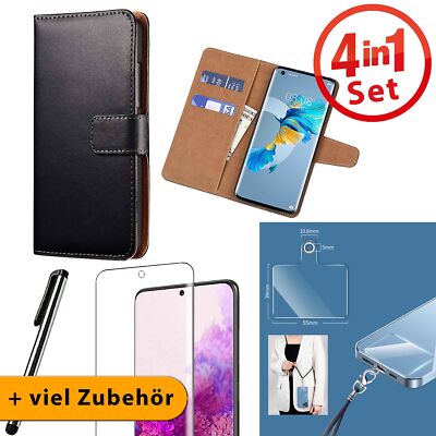 Handy Tasche Schutz Hülle Flip Case Book Cover Buch Hülle Glasfolie Kartenfach