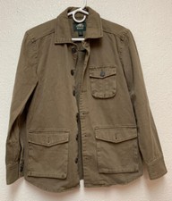 Roots Canada Women Army Green Coat Jacket Sz Xs Button Up