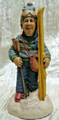 ~ RARE ~ 7'' tall SKI BUM Figurine #8081 engraved 38 in base Was $42.50