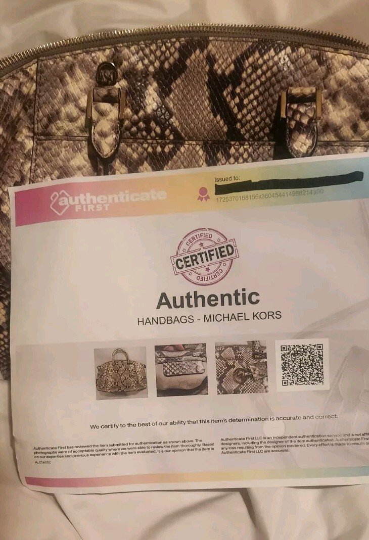 Authentic Michael Kors Riley Beige Python Embosse… - image 13