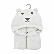 Soft and Cuddly Hooded Baby Blanket Bear White Gender-Neutral 3D Ears Gift Warm