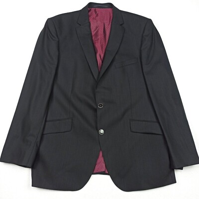 Digel Mens Suit Jacket EU-54 UK-44R Black Virgin Wool Pinstripe Blazer Formal