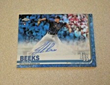 2019 Topps Chrome Rookie Blue Wave Refractor Auto #RA-JBE Jalen Beeks Rays /150
