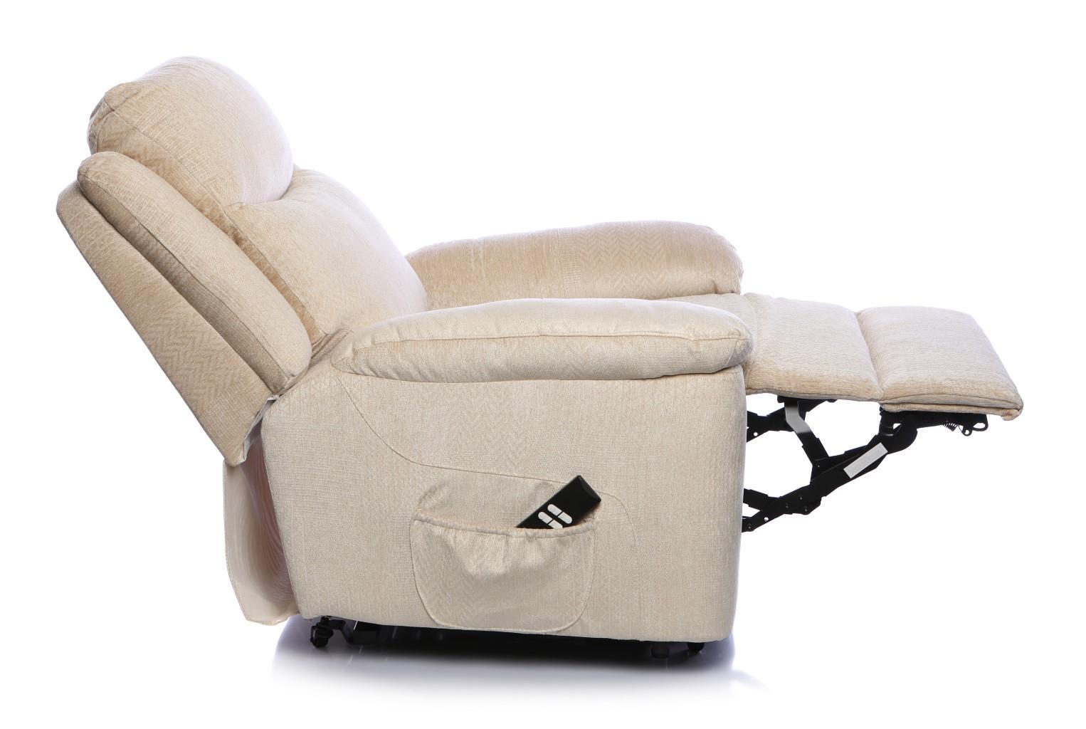 The Evesham Mobility Riser Recliner Arm Chair Fabric in Cream