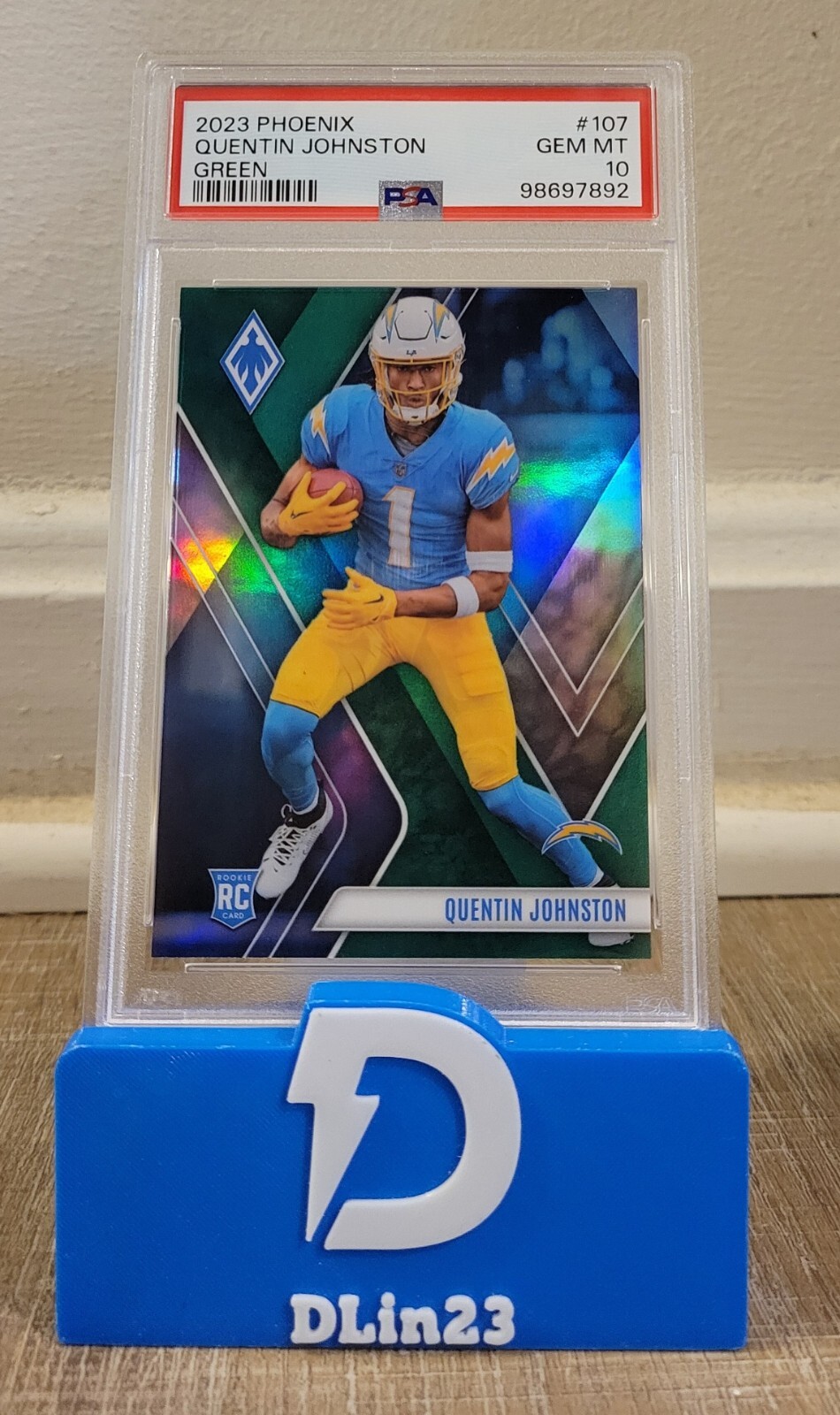 2023 PANINI PHOENIX QUENTIN JOHNSTON GREEN RC #/25 #107 PSA 10 GEM MINT POP 1