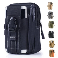Tactical Cell Phone Pouch Holster Molle Flashlight EDC Waist Bag for Men Hunting