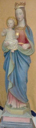 Madonna Mayersche Kunstanstalt um 1870 122 cm originale Fassung Kirchenfigur - Bild 15 von 19