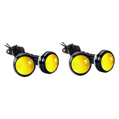 4x Universal Round Raptor Style LED Grille Lights YELLOW  Bumper Fog Light