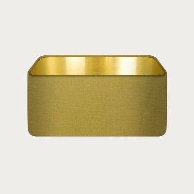 Lampenschirm senfgelb strukturiert 100% Leinen gebürstet gold abgerundet rechteckig